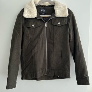 Men’s Green Sherling collar Zara Jacket